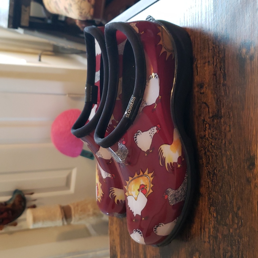 Sloggers Waterproof Rain and Garden Red Barn Chicken Print Clogs - Picture 12 of 12
